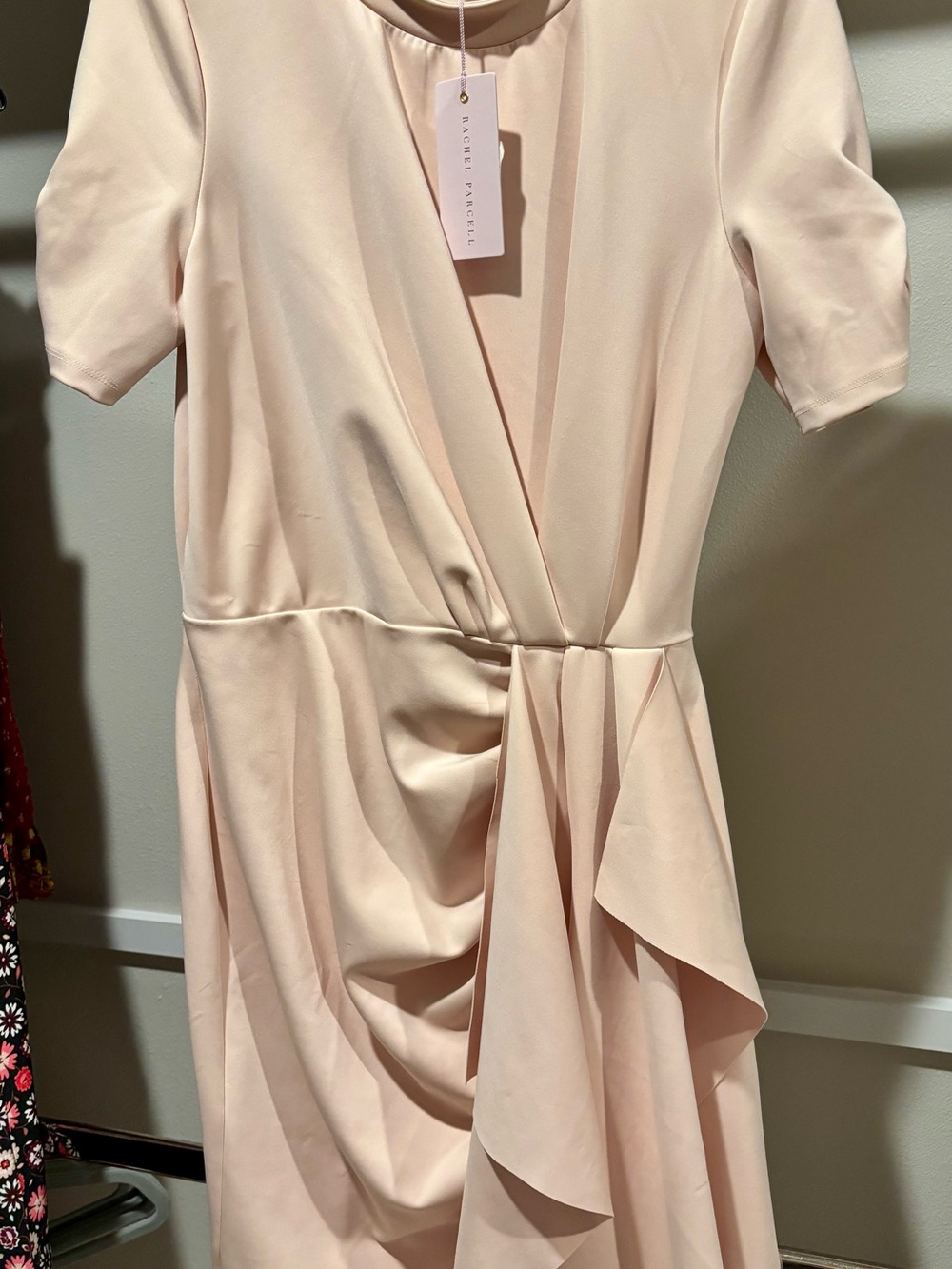 Rachel Parcell Soft Blush Pink Draped Wrap Midi Dress